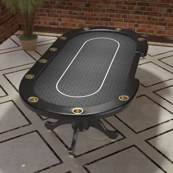English Elm 96" Oval Casino Poker Table Seats 10 with Speed Cloth Felt Vinyl Armrest Cup Holders Black W2748S00023