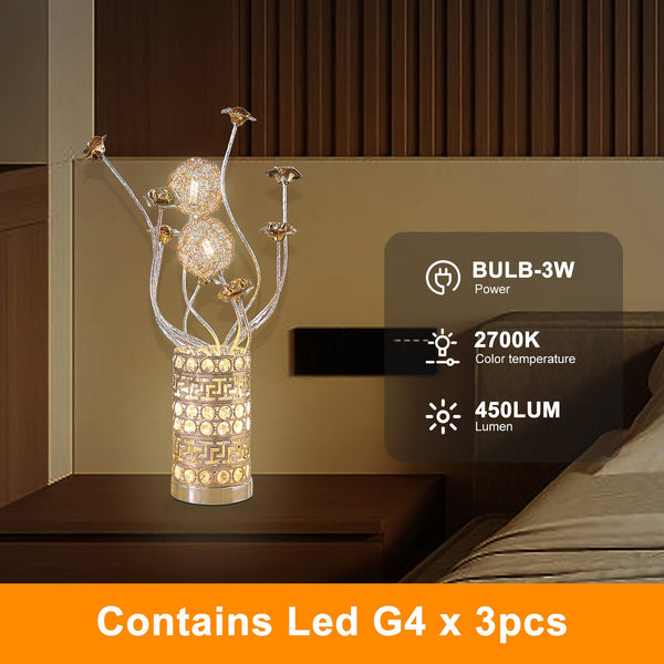 English Elm Aluminum Floral Inspired Table Lamp - Elegant Bud Design For Bedroom, Living Room, Nightstand Use B072P220153