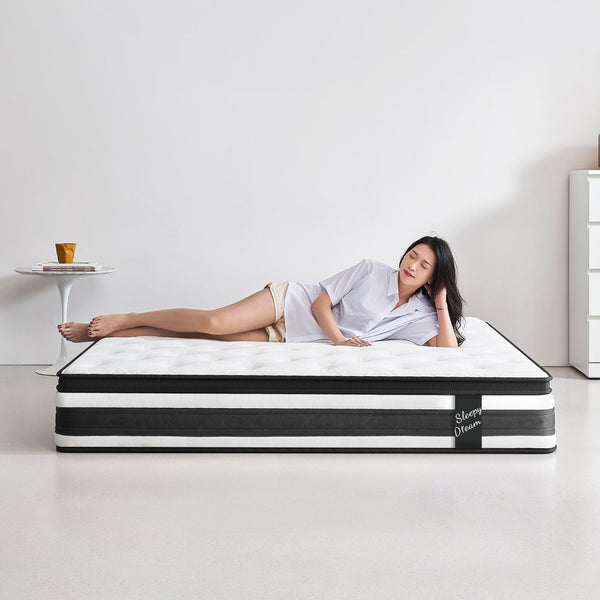 English Elm 12 Inch Full Hybrid Mattress Euro Top Pocketed Coil Memory Foam Medium Firm Support W3017P301128
