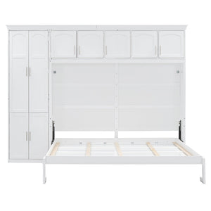 English Elm Queen Murphy Wall Bed with Integrated Wardrobe and Drawers for Studio Spaces LP000876AAK