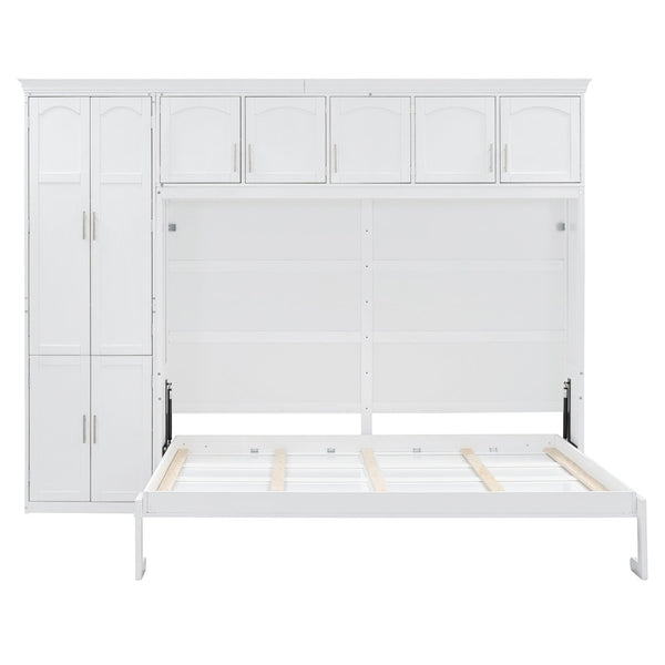 English Elm Queen Murphy Wall Bed with Integrated Wardrobe and Drawers for Studio Spaces LP000876AAK