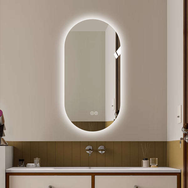 English Elm 48*24 Inch Smart Wall Mounted Led Touch Screen Mirror - Anti-Fog, Dimmable, Stylish For Salons! W2709P380632