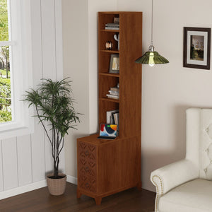 English Elm End Table With Built-In Charging, 3 Drawers & 4 Open Shelves For Smart, Organized Living Space W2593P289148