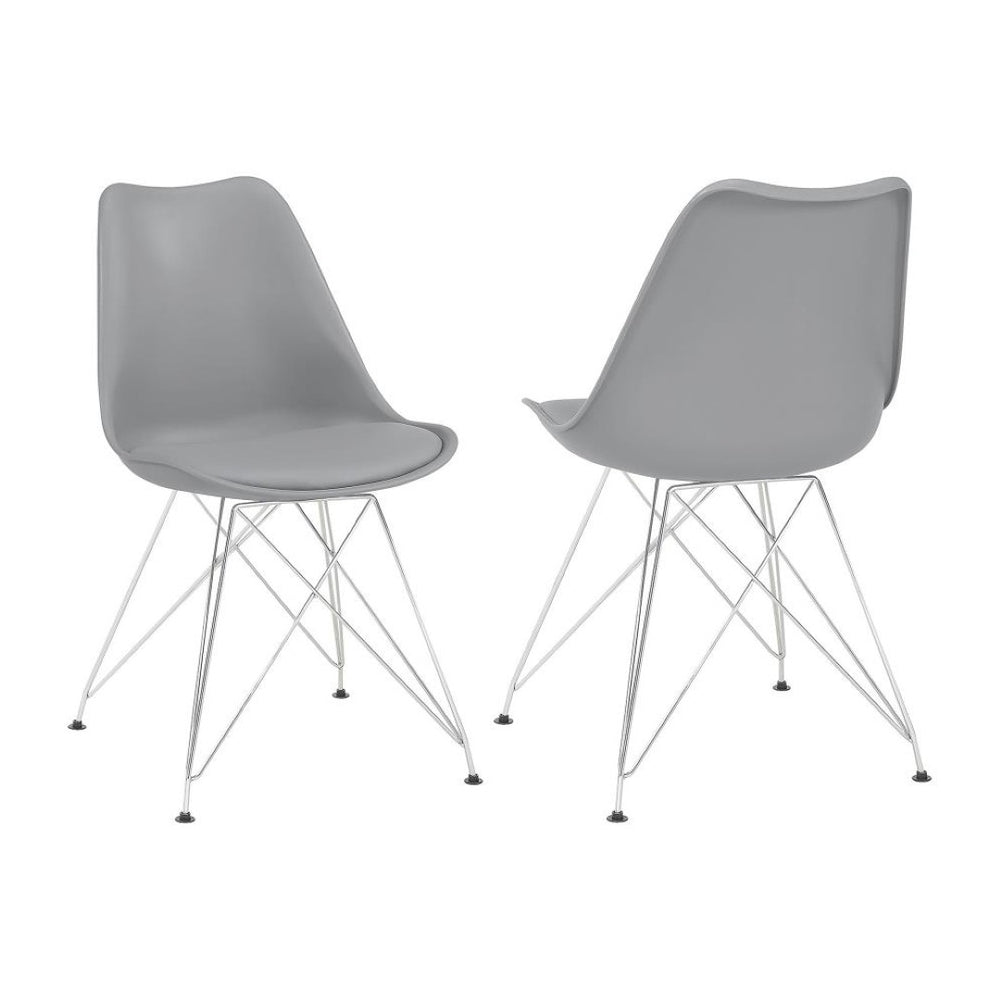 English Elm Set Of 2 Modern Grey Polypropylene Side Chairs With Metal Base For Stylish Dining Comfort B016P223225-GIGA