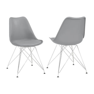 English Elm Set Of 2 Modern Grey Polypropylene Side Chairs With Metal Base For Stylish Dining Comfort B016P223225-GIGA