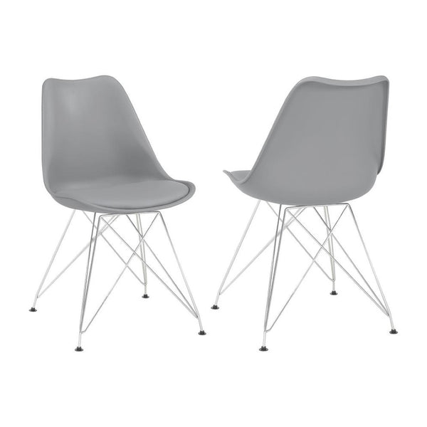 English Elm Set Of 2 Modern Grey Polypropylene Side Chairs With Metal Base For Stylish Dining Comfort B016P223225-GIGA