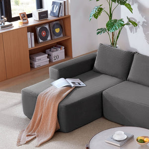 English Elm Cloud Oversized Corduroy Chaise Sectional with Deep Seat for Cozy Living Spaces W3975P391632