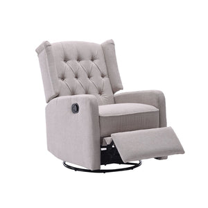 English Elm Coolmore Linen Swivel Glider Recliner with 360 Rotation Ergonomic Nursery Lounge Seat W1539P151225