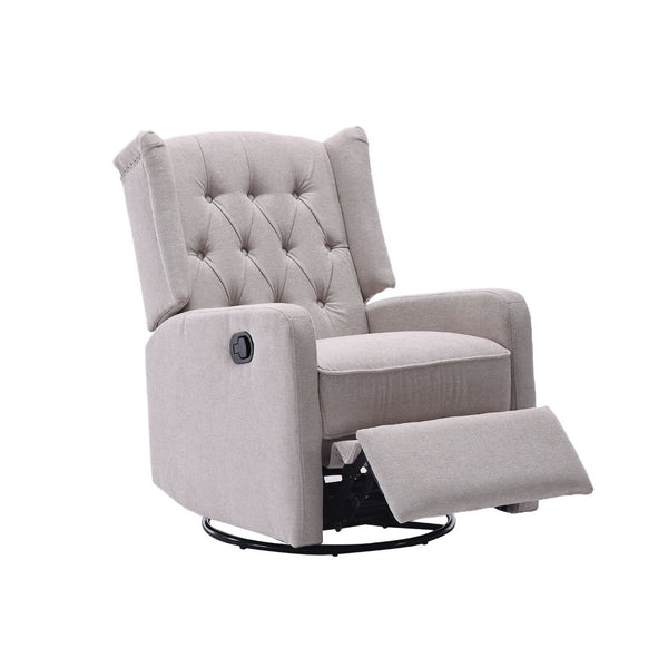 English Elm Coolmore Linen Swivel Glider Recliner with 360 Rotation Ergonomic Nursery Lounge Seat W1539P151225