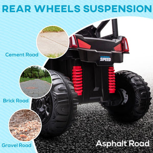 English Elm Aosom 12v Electric Kids Ride on Utv with Remote Control Suspension and Music System W2225P229347