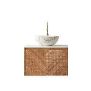 English Elm Dina Floating Bathroom Vanity with Sintered Stone Top and Crystal Glass Basin W2615S00648