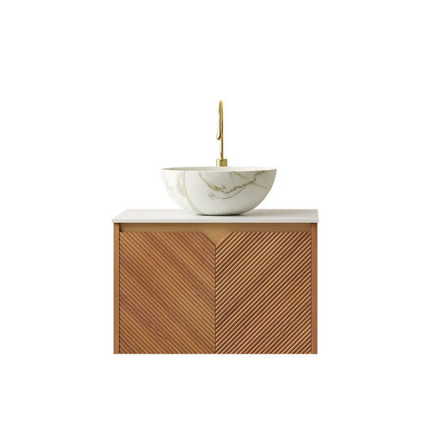 English Elm Dina Floating Bathroom Vanity with Sintered Stone Top and Crystal Glass Basin W2615S00648