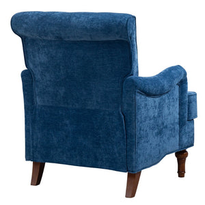 English Elm Accent Club Chair Chenille Upholstered with Spring Cushion Retro Wooden Legs Bedroom W3042P262910