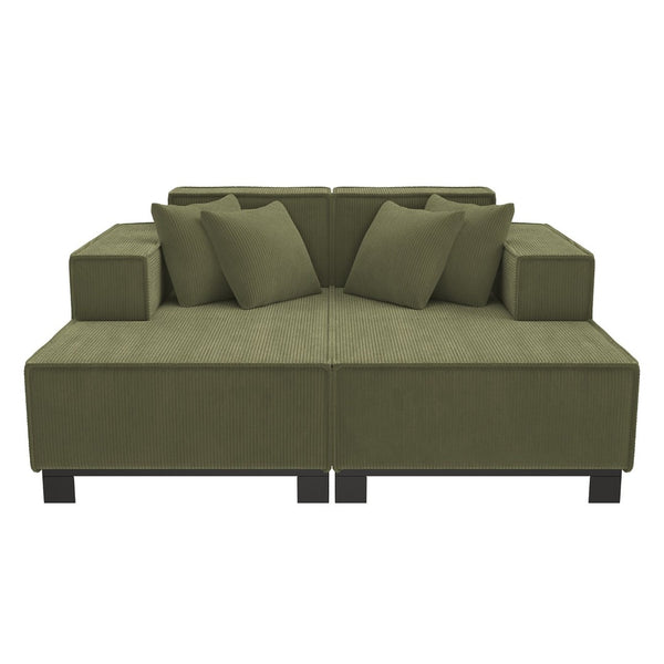 English Elm Swivel Barrel Accent Chair Chenille Tufted Round Club Seat for Living Room Lounge Green N719S002221F
