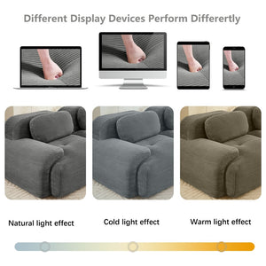 English Elm U-shaped Modular Sectional Corduroy Sofa with Wide Armrests for Living Room Comfort Grey W714S01268