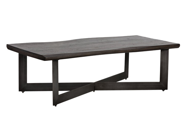 Sunpan Marley Coffee Table – Rustic Acacia Wood and Antique Gunmetal Steel Base for Stylish Living Spaces Rectangular