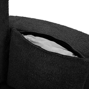 English Elm 360° Swivel Chair Spacious Chenille Barrel Accent Seat with 36.5" Deep Cushion, 360° Comfort for Living Rooms, Bedrooms, Offices, Hotels Black N719S001880B