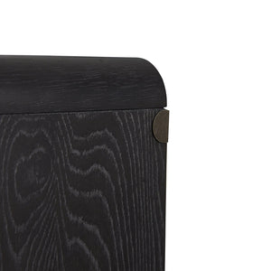 English Elm Glass Door Server Peppercorn - Elm Veneer Black & Latte Contrast, Glass Doors, Drawers for Dining Storage B2699P402560
