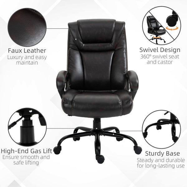 English Elm Vinsetto Big And Tall Executive Office Chair - 400Lbs Capacity, Ergonomic Pu Leather & Adjustable Height W2225P217513-GIGA