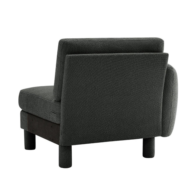 English Elm Lucas Boucle Three Seat Sofa with Curved Arms Cylindrical Legs and Toss Pillows W3041P337439