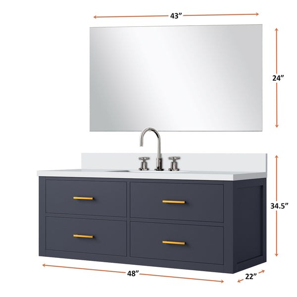 English Elm Blue Single Bath Vanity Set With Cultured Marble Top, Mirror, And Chrome Faucet - Stylish Upgrade! B2731S01994