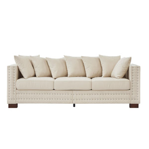English Elm Modern Velvet Sofa With Square Armrests, Silver Nail Trim & Plush Comfort For Stylish Living Rooms W1097S00185