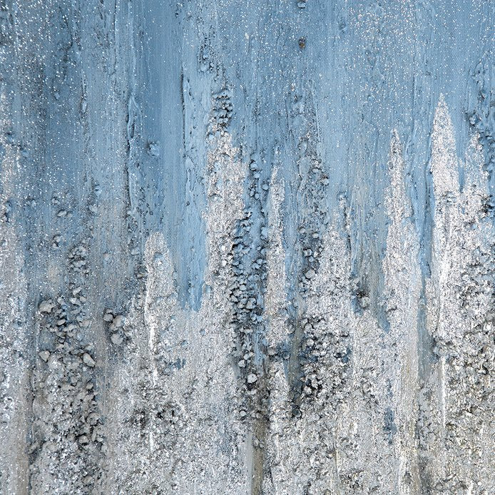 English Elm S/2 Dhalia Ombre Wall Art Set of 2 71x21" Hand-Painted Blue-to-Gray Panels with Silver Accents W2078P318306