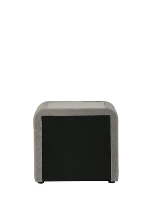 English Elm Shelyn Teddy Sherpa Upholstered Nightstand with Glass Top and Crystal Knob Hardware Gray B2756P495790