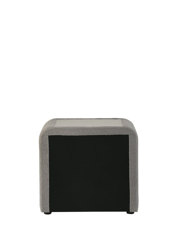English Elm Shelyn Teddy Sherpa Upholstered Nightstand with Glass Top and Crystal Knob Hardware Gray B2756P495790