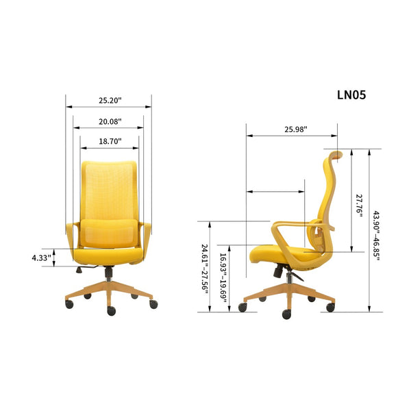 English Elm Ergonomic High Back Mesh Office Chair with Adjustable Lumbar Support and Molded Foam Seat Yellow W5280P463570