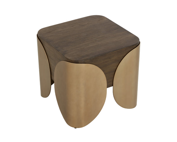 Sunpan Amarula Side Table - Modern Angular Design With Timeless Timber Effect And Stylish Brass Legs Brown Concrete 111593