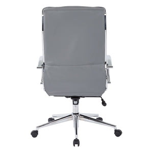 OSP Home Furnishings High Back Executive Office Chair with Faux Leather Upholstery Lumbar Support Chrome Arms Charcoal SPX23590C-U42