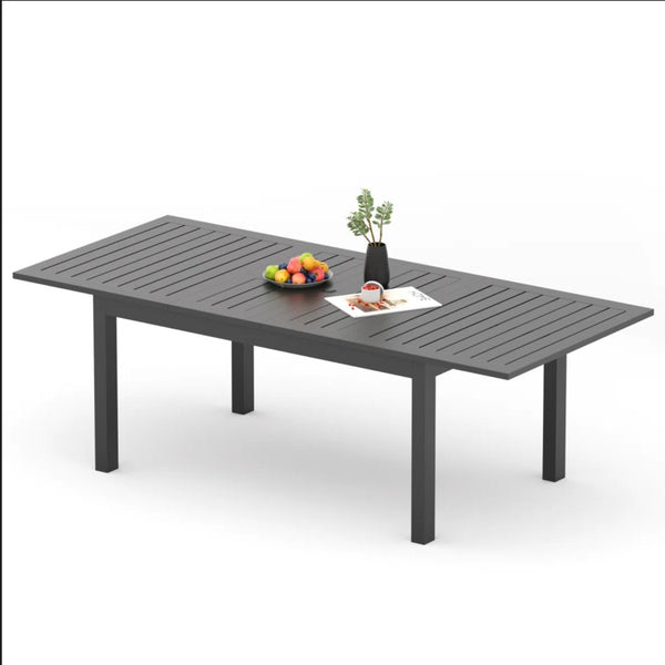 English Elm 63"-92" Extendable Aluminum Patio Dining Table Powder Coated Seats up to Ten Outdoor B082P455120
