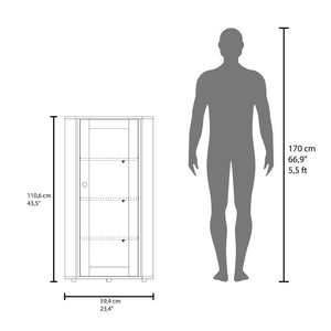 English Elm Ruffin Single Door Display Cabinet Four Shelves White Slim Storage for Any Room B097P474260