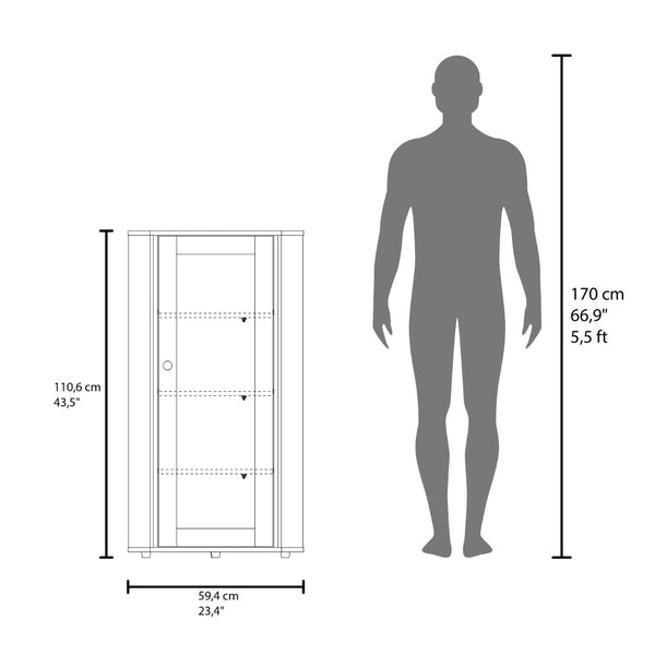 English Elm Ruffin Single Door Display Cabinet Four Shelves White Slim Storage for Any Room B097P474260