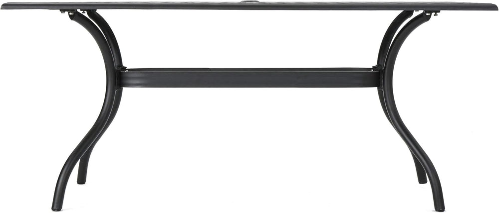 English Elm Christopher Knight Home® - Calisa Cast Aluminum 63" Rectangular Outdoor Dining Set for 6 in Black – Lattice Top, Rust‑Resistant Finish 54587.00SAD-6_56955.00