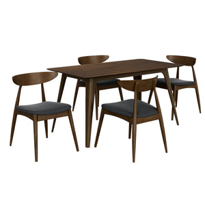 English Elm 5-piece Mid-century Rubberwood Dining Set with Upholstered Chairs for Small Spaces Charcoal,Walnut N759S003011F