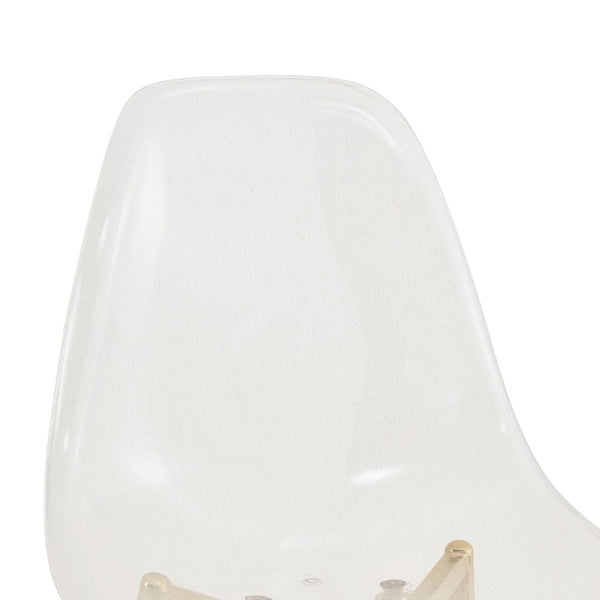 English Elm Table and Chair Set Oval Tempered Glass Top Gold Base with 6 Acrylic Seats W1151S04730