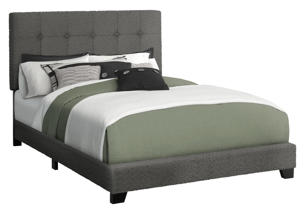 English Elm Bed, Full Size Upholstered Frame In Dark Grey Boucle - Stylish, Low-Profile Design For Modern Bedrooms B2710P287051