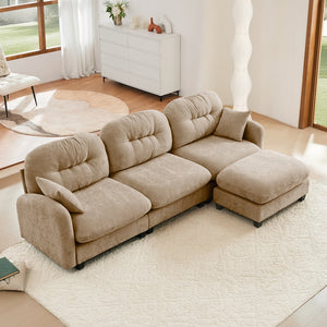English Elm Modular L-Shaped Sectional Sofa With Movable Ottoman, Premium Chenille, Ergonomic Comfort Design W714S01378