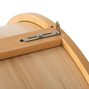 English Elm K&K Arched 71" Kitchen Pantry Cabinet with Glass Doors, Brass Handles, Adjustable Shelves & Drawer Natural N707P288969Y