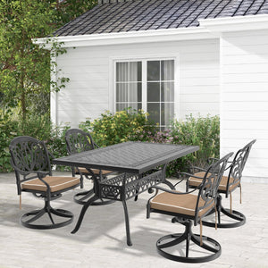 English Elm 5-Piece All-Weather Cast Aluminum Dining Set With 4 Swivel Chairs And Rectangular Table For Outdoors W1710S00455