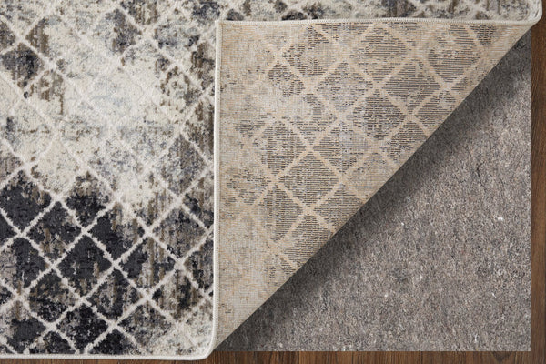 Feizy Rugs Kano Versatile Low Pile Area Rug – Distressed Geometric Design, Stain & Water Resistant For Any Space Ivory,Gray,Taupe Polypropylene,Polyester 8643873fsndivyf05