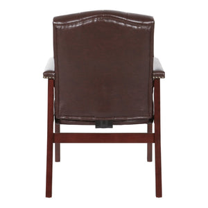 OSP Home Furnishings Traditional Tufted Vinyl Guest Chair with Brass Nailhead Trim for Office or Reception TV233-JT4