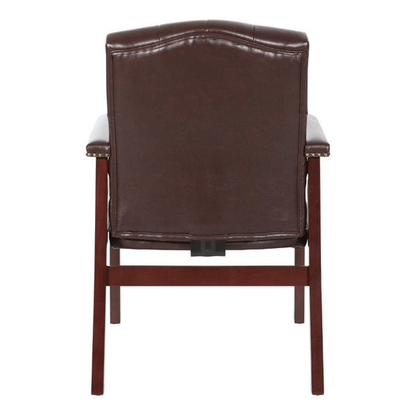 OSP Home Furnishings Traditional Tufted Vinyl Guest Chair with Brass Nailhead Trim for Office or Reception TV233-JT4