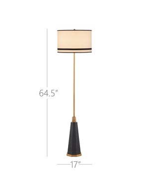 Currey & Company Gieves Floor Lamp - Elegant Bronze & Antique Brass Design With Striped Shade For Timeless Charm Gold Stone ,Cast Aluminum ,Brass 8000-0174-currey-company
