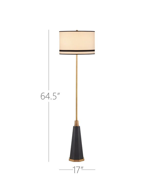 Currey & Company Gieves Floor Lamp - Elegant Bronze & Antique Brass Design With Striped Shade For Timeless Charm Gold Stone ,Cast Aluminum ,Brass 8000-0174-currey-company