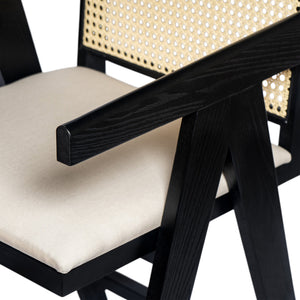 English Elm Christopher Knight Home® - 27" Woven Cane Back Bar Stool with Foam-Padded Polyester Seat, Durable Rubberwood Frame, 300lb Capacity Black+Natural,Cream Grey N780P237930B