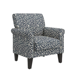 English Elm Barnet Traditional Accent Armchair with Vine Upholstery Nailhead Trim Solid Wood Legs B127P495066