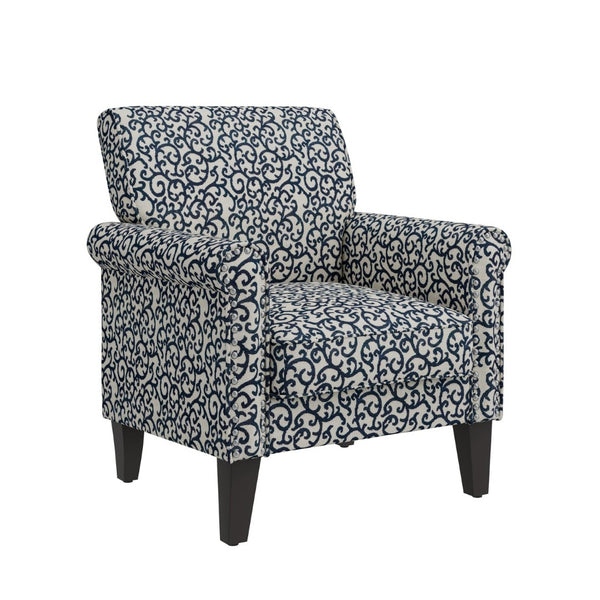 English Elm Barnet Traditional Accent Armchair with Vine Upholstery Nailhead Trim Solid Wood Legs B127P495066